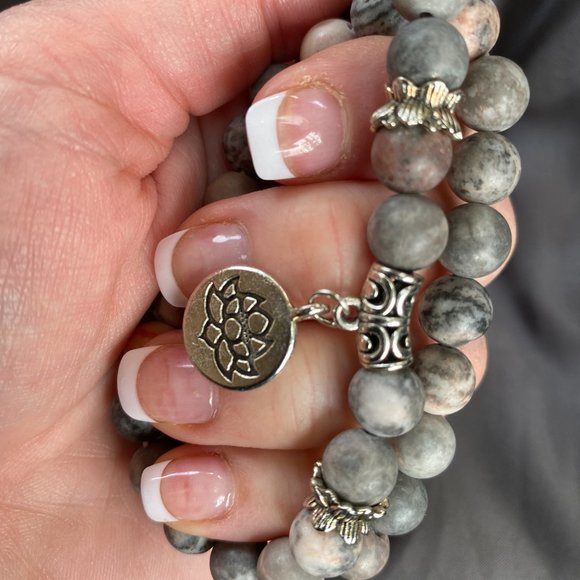 Pink Jasper Zebra Stone Bracelets - Set of 2 - Picture 3 of 5